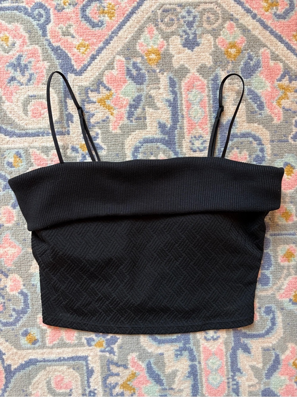 ALO Yoga Black Fold-Over Camisole Tank